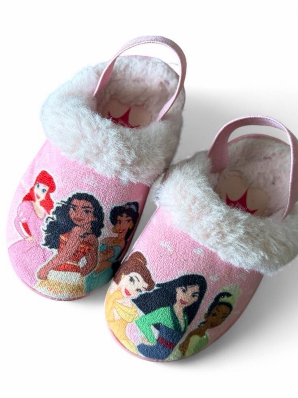Disney princess little girls pink slippers slide on shoes size 5-6 toddler